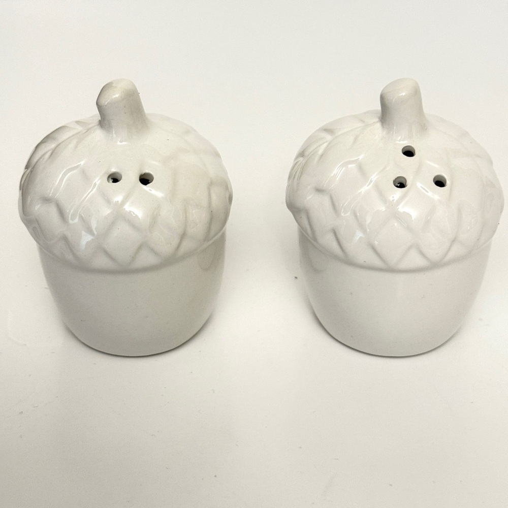 White Acorn Salt and Pepper Shakers
